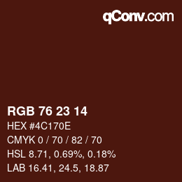 Color code: RGB 76 23 14 | qconv.com