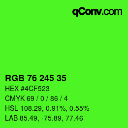 Color code: RGB 76 245 35 | qconv.com