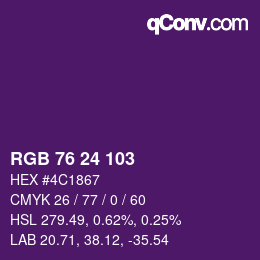 Color code: RGB 76 24 103 | qconv.com