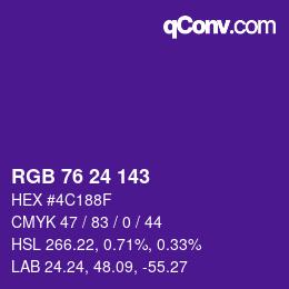 カラーコード: RGB 76 24 143 | qconv.com
