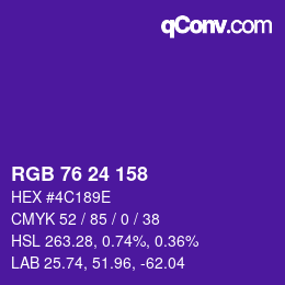 Color code: RGB 76 24 158 | qconv.com