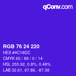 Color code: RGB 76 24 220 | qconv.com