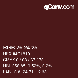 カラーコード: RGB 76 24 25 | qconv.com