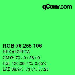 颜色代码: RGB 76 255 106 | qconv.com