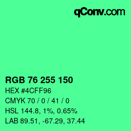 Color code: RGB 76 255 150 | qconv.com