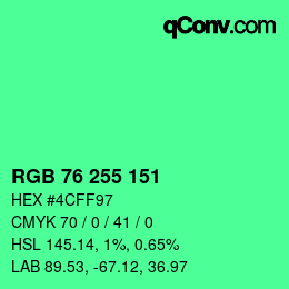 カラーコード: RGB 76 255 151 | qconv.com