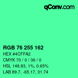 Color code: RGB 76 255 162 | qconv.com