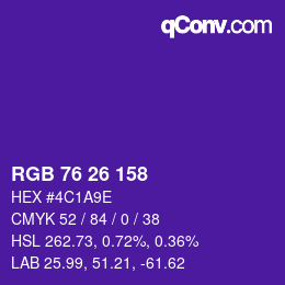 Color code: RGB 76 26 158 | qconv.com