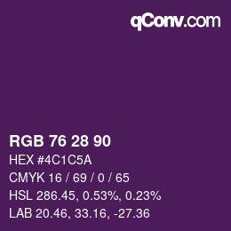 Color code: RGB 76 28 90 | qconv.com