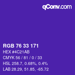 颜色代码: RGB 76 33 171 | qconv.com