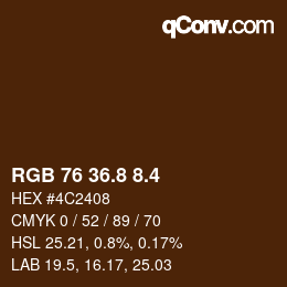 カラーコード: RGB 76 36.8 8.4 | qconv.com