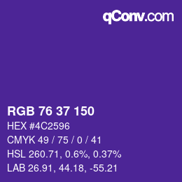 カラーコード: RGB 76 37 150 | qconv.com