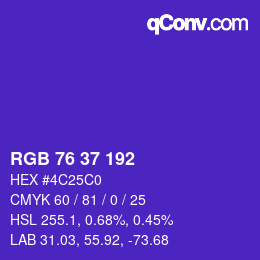 カラーコード: RGB 76 37 192 | qconv.com
