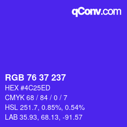 Color code: RGB 76 37 237 | qconv.com