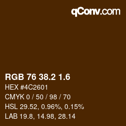 カラーコード: RGB 76 38.2 1.6 | qconv.com