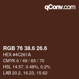 カラーコード: RGB 76 38.6 26.6 | qconv.com