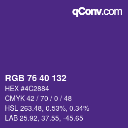 Color code: RGB 76 40 132 | qconv.com