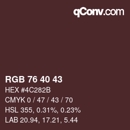 Color code: RGB 76 40 43 | qconv.com