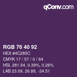 カラーコード: RGB 76 40 92 | qconv.com
