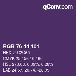 Farbcode: RGB 76 44 101 | qconv.com