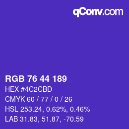 颜色代码: RGB 76 44 189 | qconv.com
