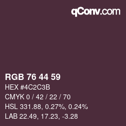 カラーコード: RGB 76 44 59 | qconv.com