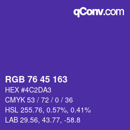 Color code: RGB 76 45 163 | qconv.com
