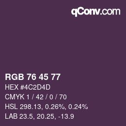 Color code: RGB 76 45 77 | qconv.com