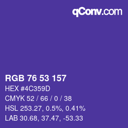 颜色代码: RGB 76 53 157 | qconv.com