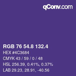 カラーコード: RGB 76 54.8 132.4 | qconv.com