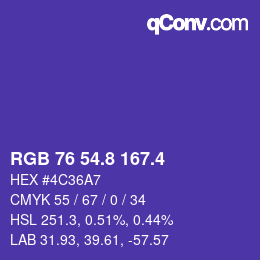 カラーコード: RGB 76 54.8 167.4 | qconv.com