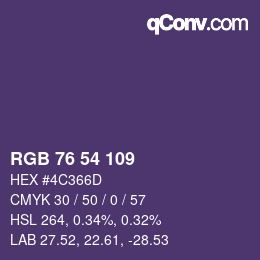 颜色代码: RGB 76 54 109 | qconv.com