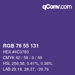 カラーコード: RGB 76 55 131 | qconv.com