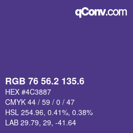 カラーコード: RGB 76 56.2 135.6 | qconv.com