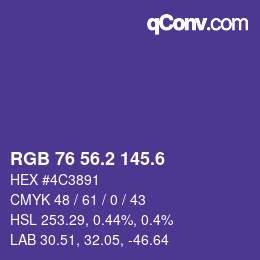 カラーコード: RGB 76 56.2 145.6 | qconv.com