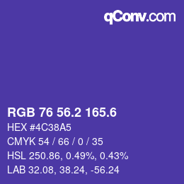 カラーコード: RGB 76 56.2 165.6 | qconv.com