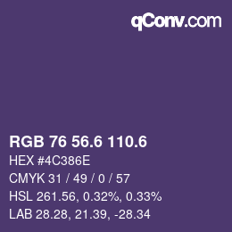 カラーコード: RGB 76 56.6 110.6 | qconv.com