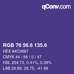 カラーコード: RGB 76 56.6 135.6 | qconv.com