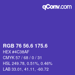 カラーコード: RGB 76 56.6 175.6 | qconv.com