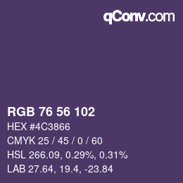 Farbcode: RGB 76 56 102 | qconv.com
