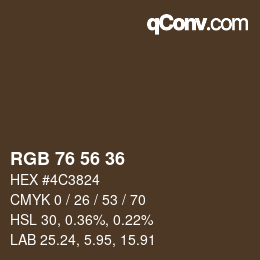 Color code: RGB 76 56 36 | qconv.com