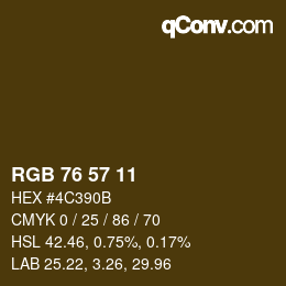 颜色代码: RGB 76 57 11 | qconv.com