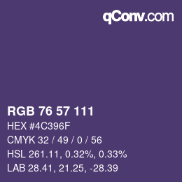 カラーコード: RGB 76 57 111 | qconv.com