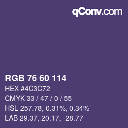 カラーコード: RGB 76 60 114 | qconv.com
