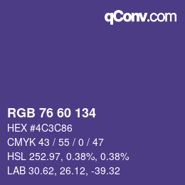 カラーコード: RGB 76 60 134 | qconv.com