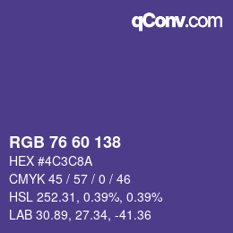 カラーコード: RGB 76 60 138 | qconv.com