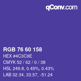 Color code: RGB 76 60 158 | qconv.com