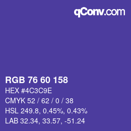 カラーコード: RGB 76 60 158 | qconv.com