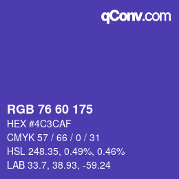 颜色代码: RGB 76 60 175 | qconv.com