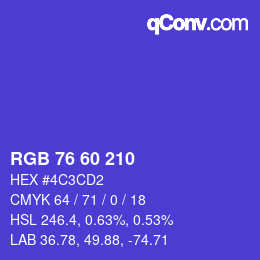カラーコード: RGB 76 60 210 | qconv.com